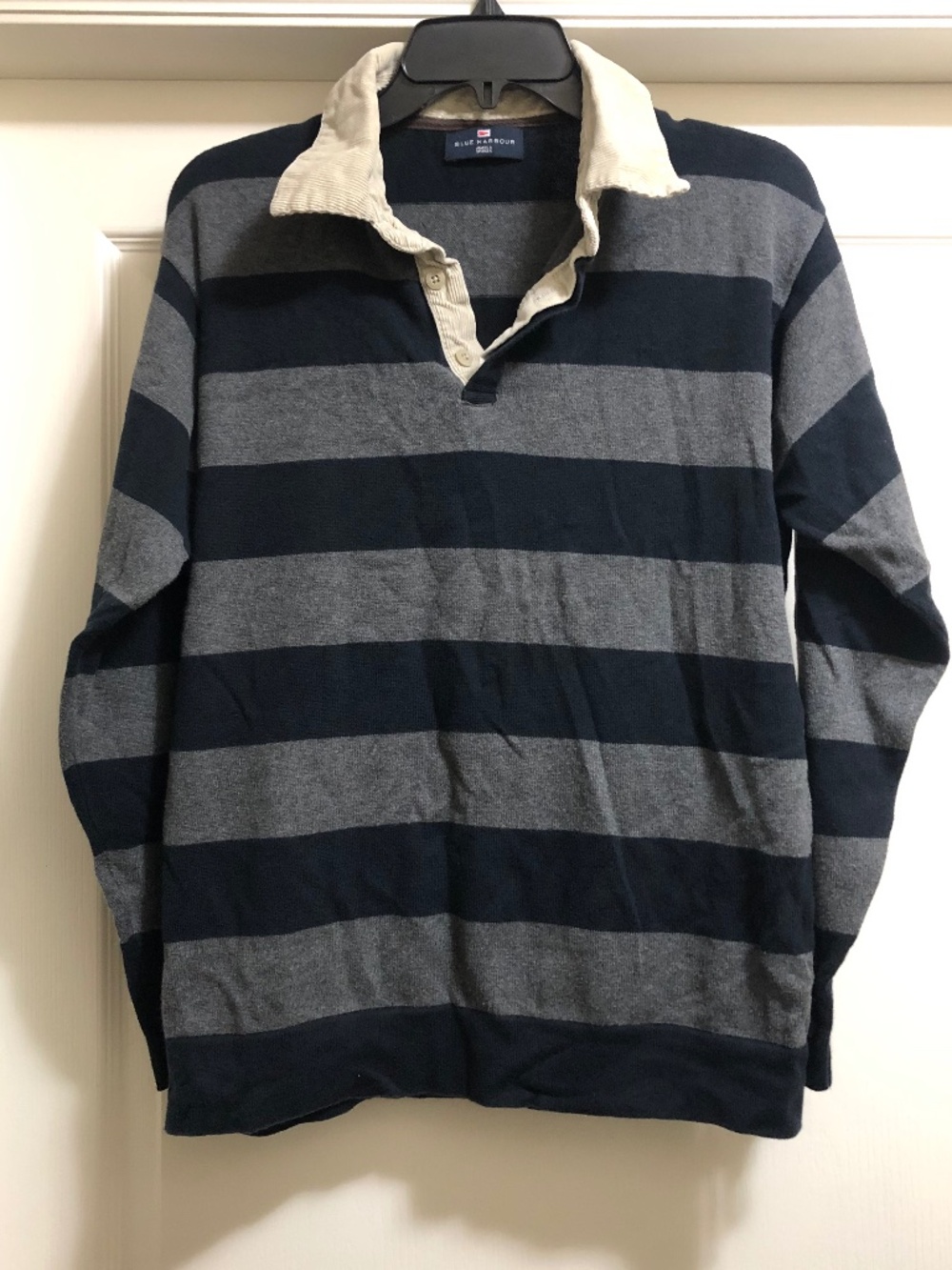 Men’s Small marks & spencer rugby sweater striped grey black
